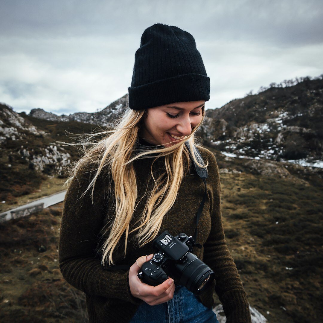 Young Norwegian woman student practicing on-camera presentation skills